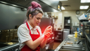 a food service worker with high risk of carpal tunnel syndrome